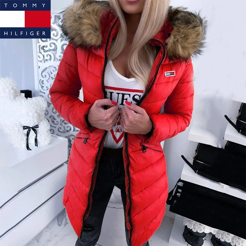Damski płaszcz puchowy z kapturem
